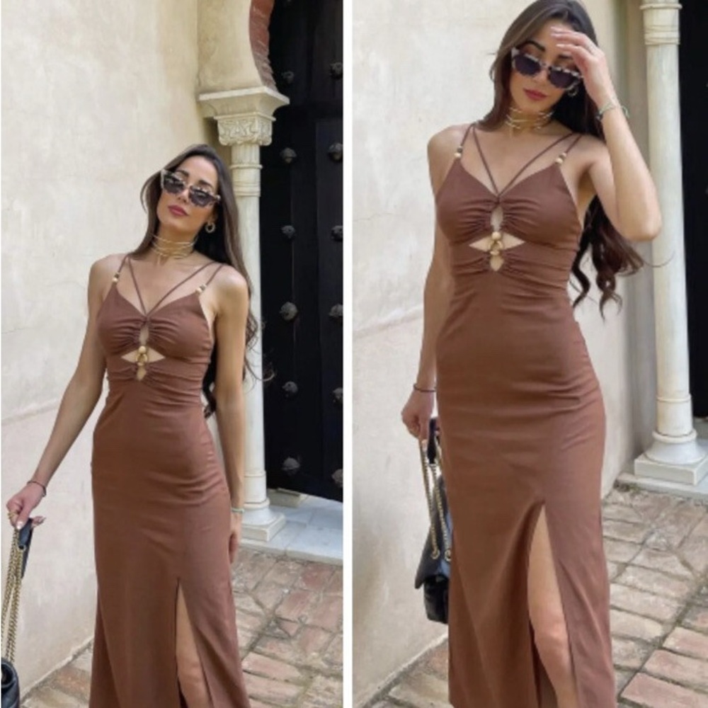 Zara Midi Brown Dress